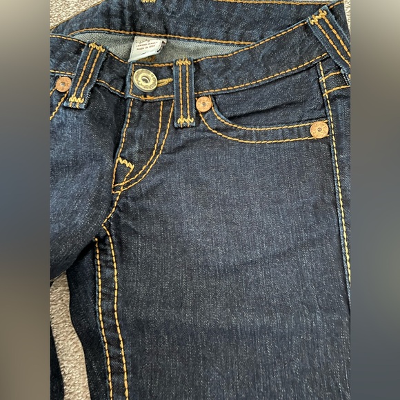 NEW TRUE RELIGION Low Waist Leather Patch Women’s Jeans – Size 26 | VTG RARE - Picture 5 of 11